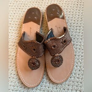NWOT Jack Rogers Sandals • Bronze w/ Glitter • Size 10